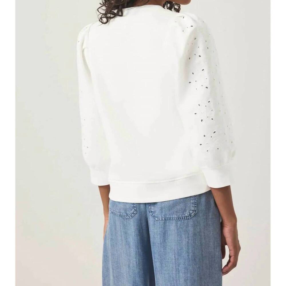 NEW SPLENDID embroidered eyelet sweatshirt in white - Picture 3 of 5